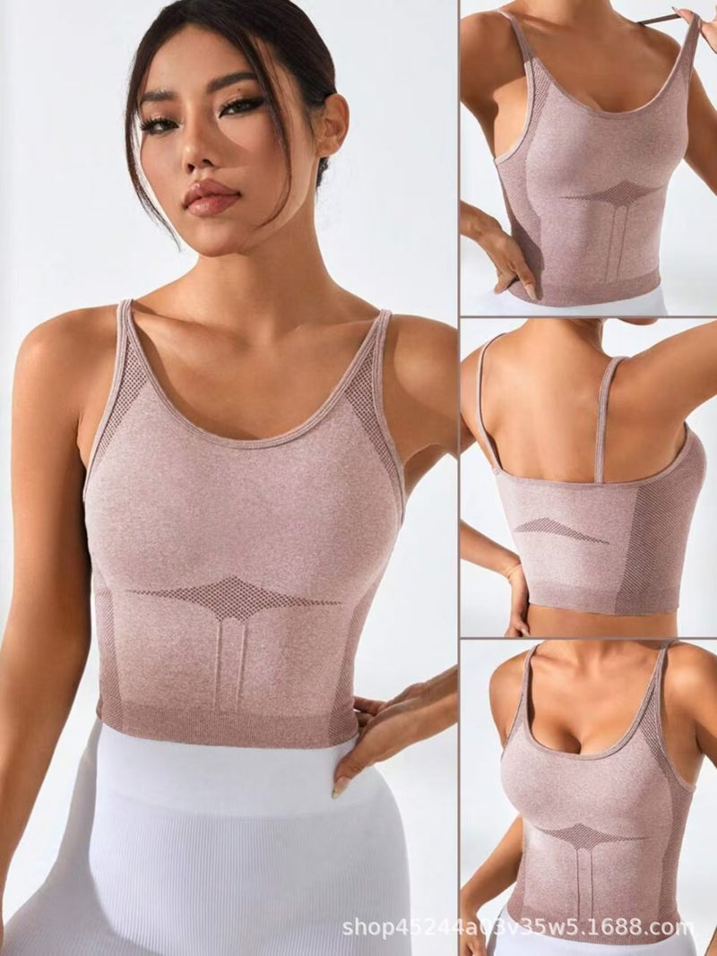 Sports Yoga Fitness Vest Chest Bundle Quick-Dry No Steel Rings (No Chest Pad) Women'S Girls Hollow - Image 1
